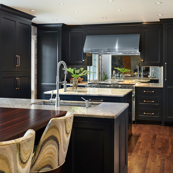 Elegant Black Transitional Kitchen Design